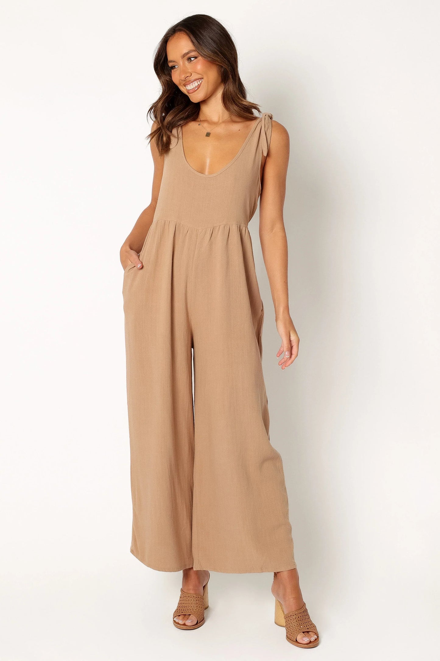 Ayla Linen Jumpsuit Mocha