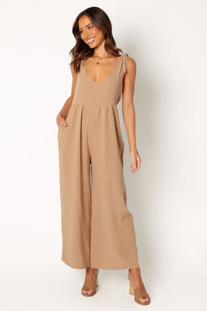 Ayla Linen Jumpsuit Mocha