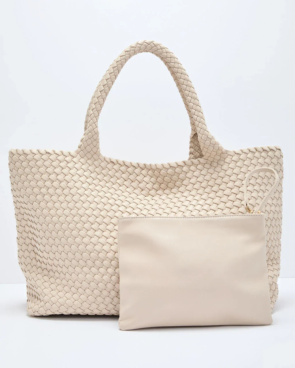 At My Side Woven Leather Tote With Insert