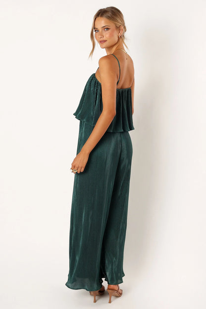 Jillian Plisse Jumpsuit Emerald