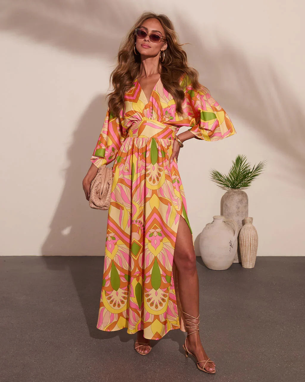 Botanical Dream Abstract Print Maxi Dress
