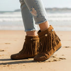 Boho Tassel Fringe Faux Suede Boots