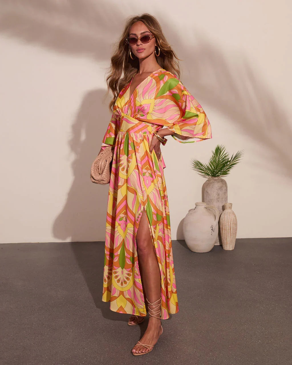 Botanical Dream Abstract Print Maxi Dress