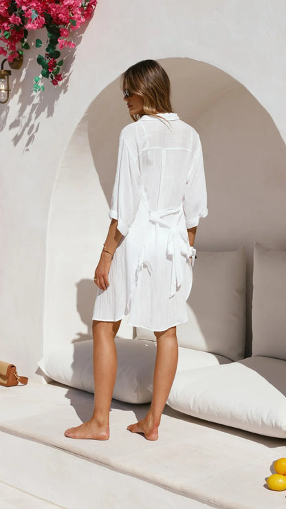 Vesper Button Down Beach Cover Up White