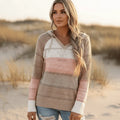 Boho Striped Hooded Knit Pullover Sweater