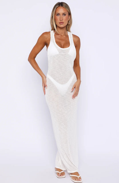 Tropic Waters Knit Maxi Dress White