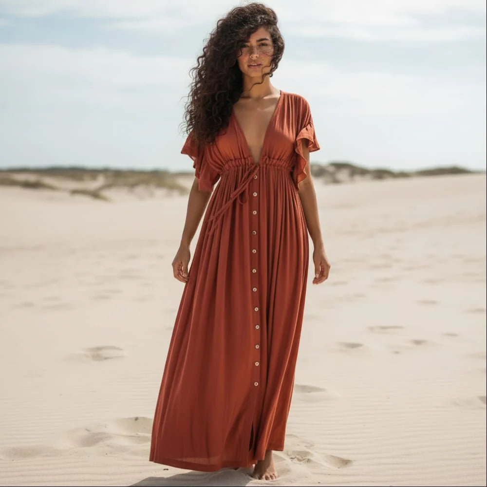 Boho Casual Summer Beach Cover Up Dress