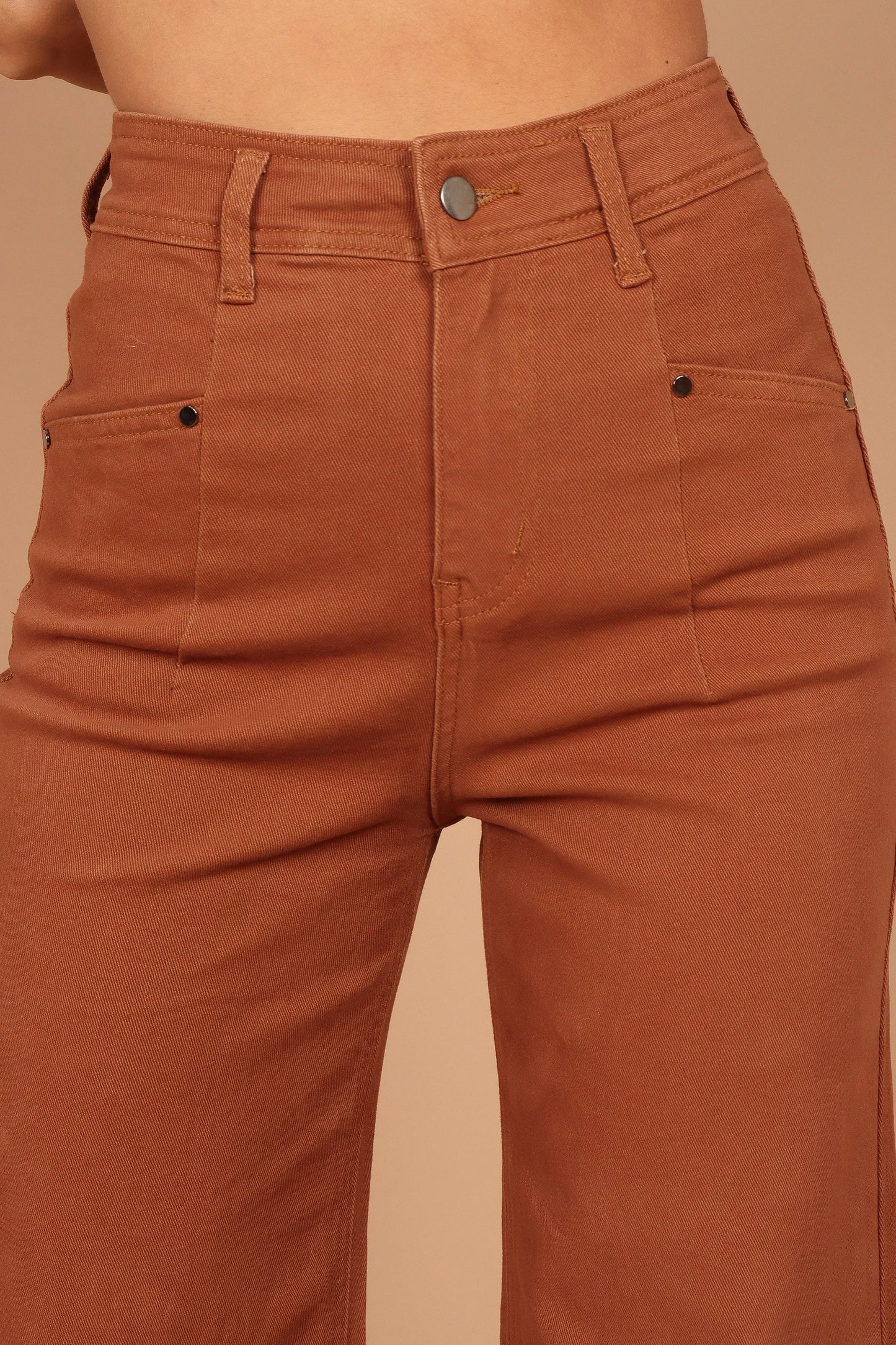 Georgette High Waisted Straight Leg Pants Brown