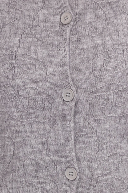 Fauna Tonal Floral Cardigan Heather Grey