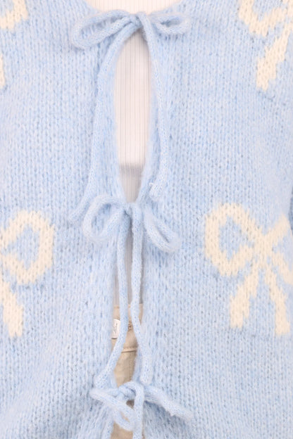 Vienna Bow Cardigan Pale Blue