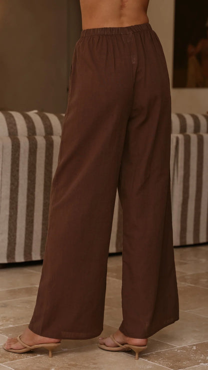 Maison Strapless Top Pants Set Chocolate