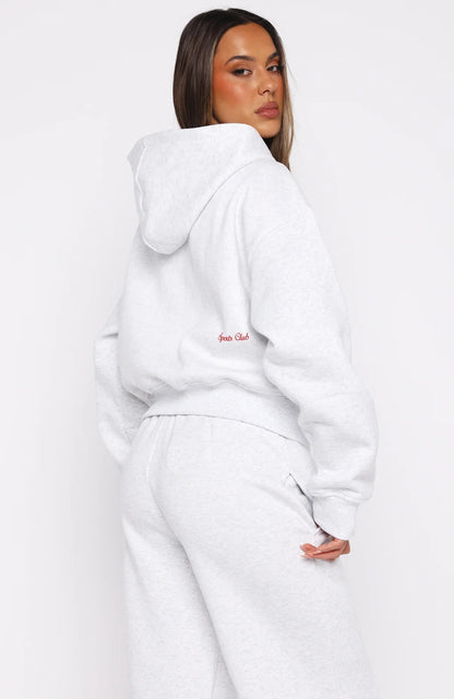 Club 14 Allie Boxy Zip Front Hoodie Grey Marle