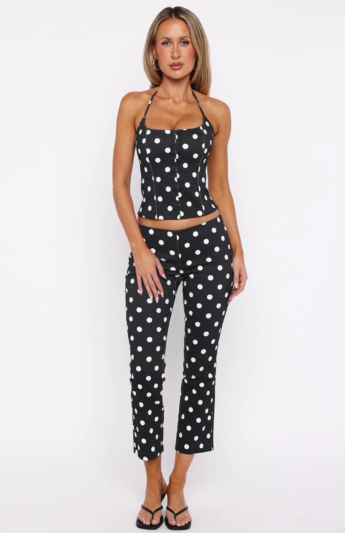 Sweetie Darling Capri Pants Black White Polka Dot
