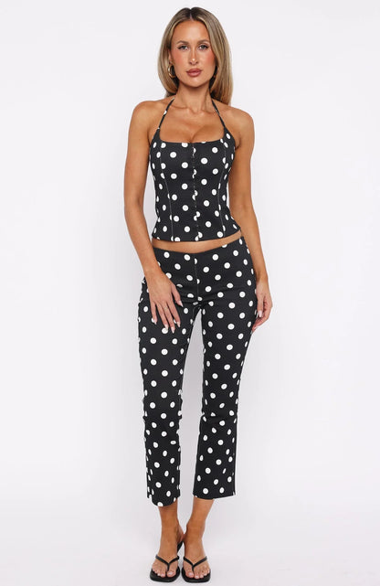 Sweetie Darling Capri Pants Black White Polka Dot