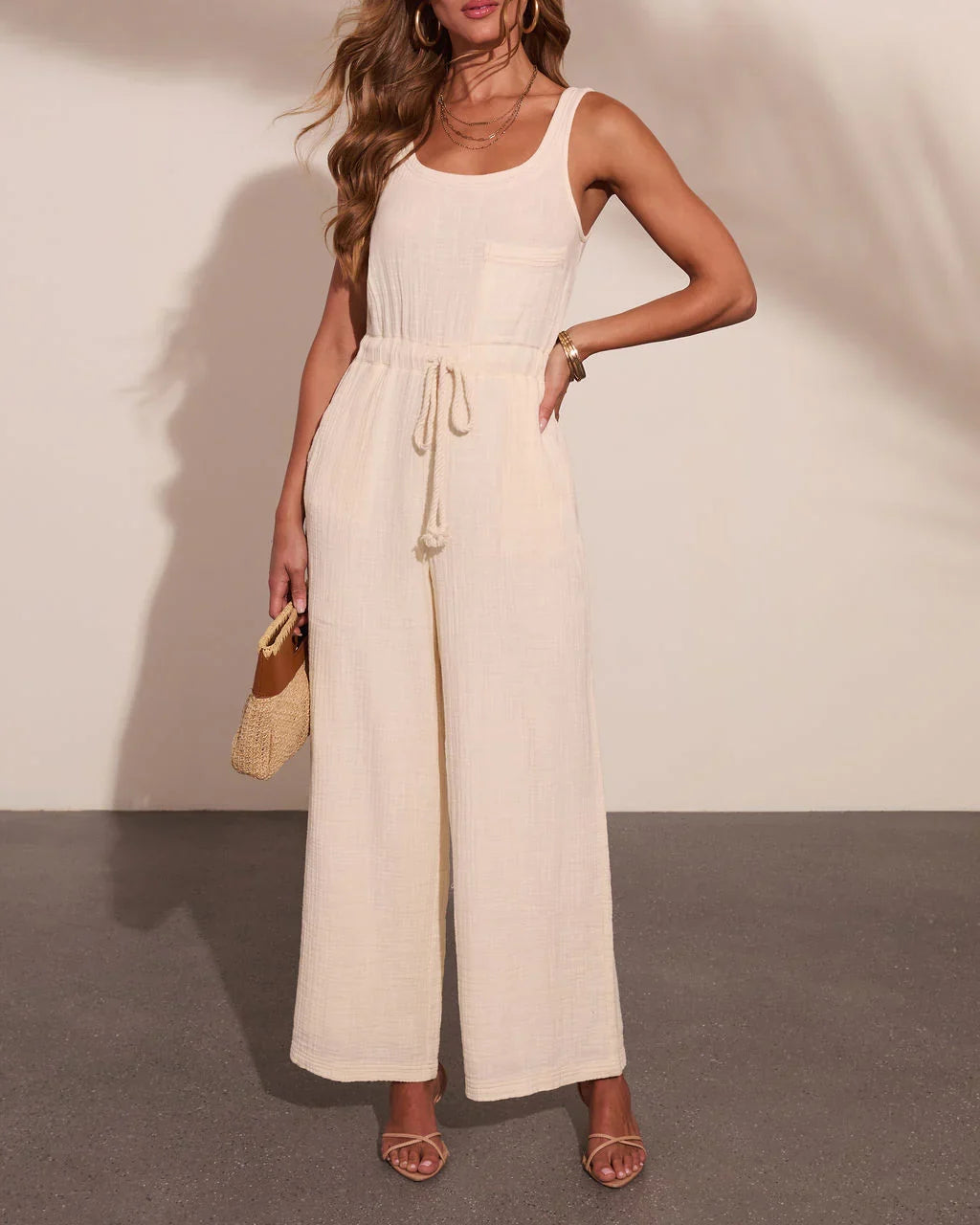 Daily Muse Drawstring Waist Jumpsuit