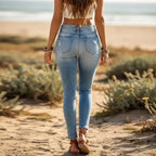 Ripped Mid Waist Skinny Jeans