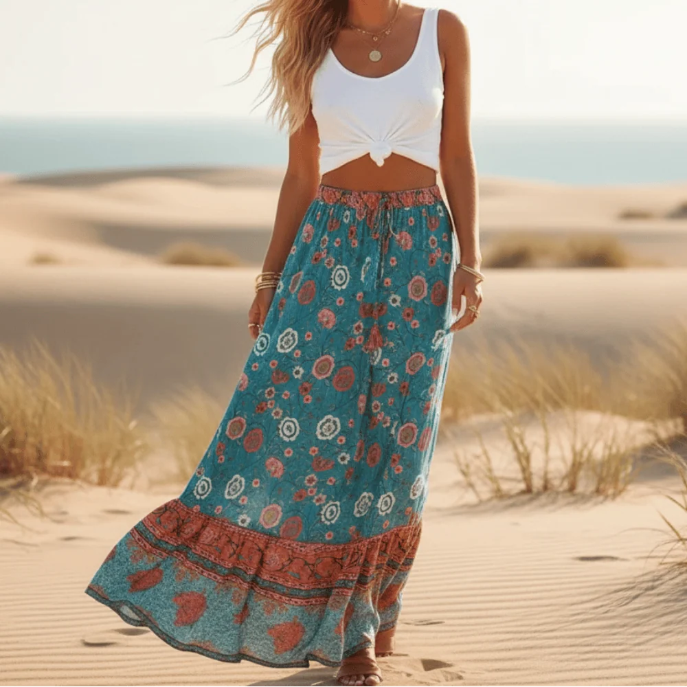 Boho Chic Floral Maxi Skirt