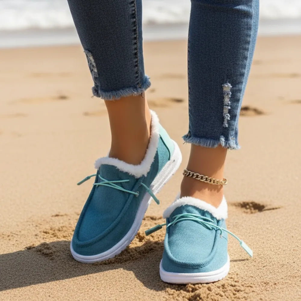 Slip On Fur Canvas Shoes