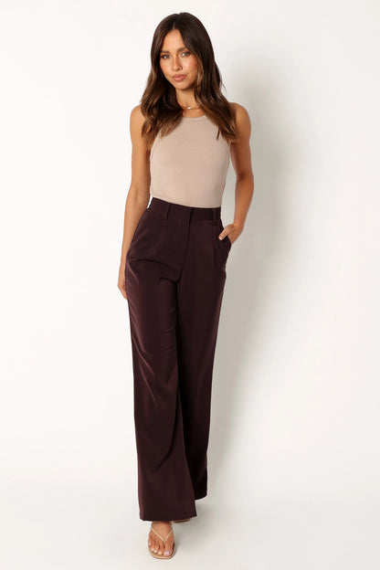 Neveah Silky Wide Leg Trousers Merlot