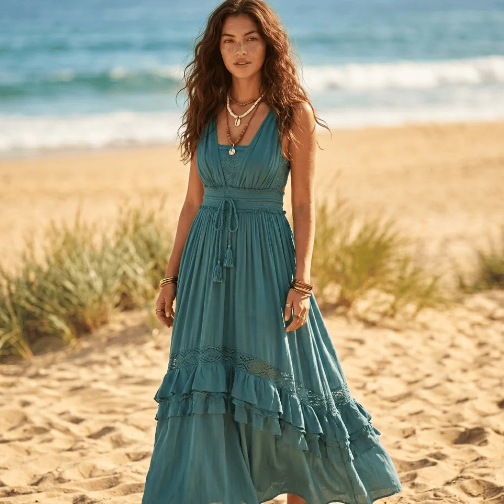 Boho Ruffle Tiered Summer Maxi Dress