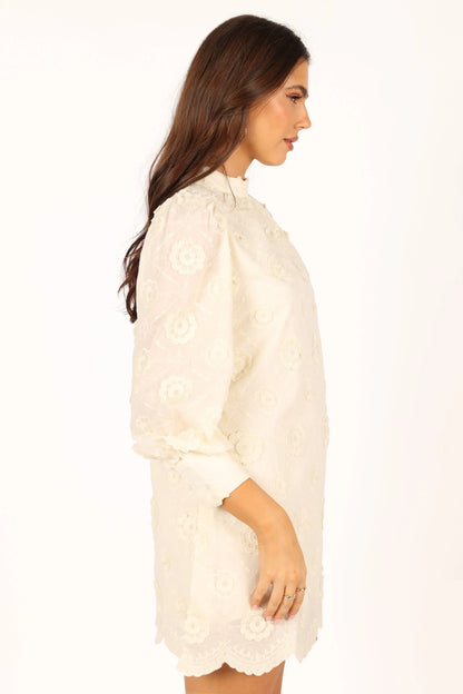 Stefania Long Sleeve Mini Dress Cream
