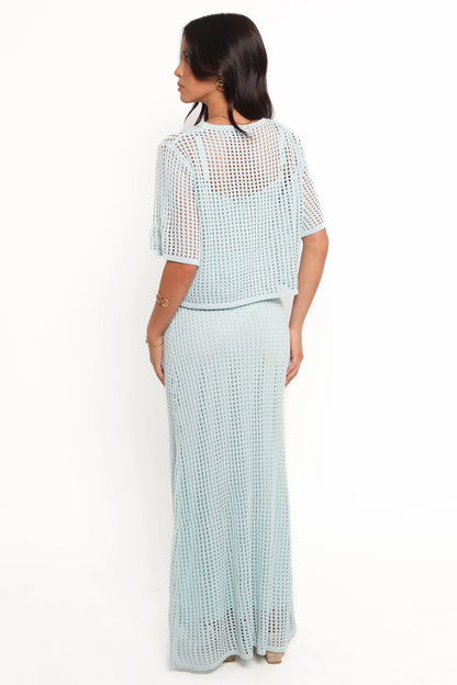 Kinnie Knit Skirt Set Light Blue