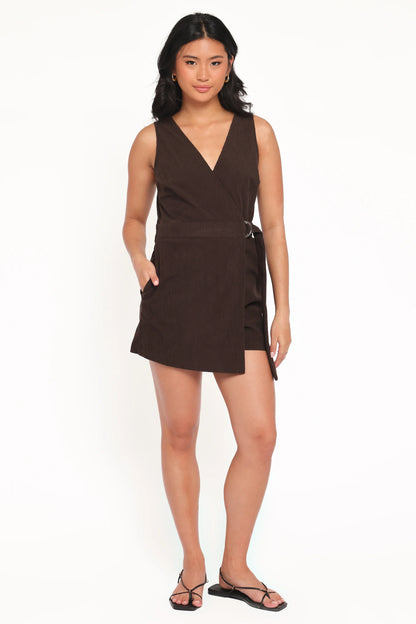 Vesper Corduroy Romper Chocolate
