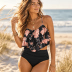 Sexy Floral Ruffle High Waisted Bikini Set
