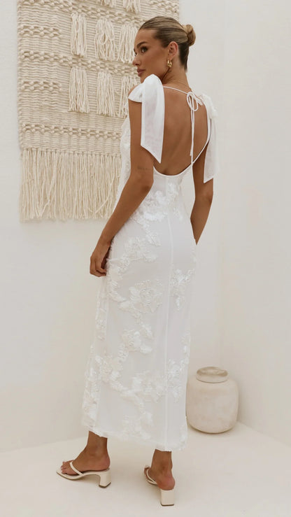 Usha Tie Strap Maxi Dress White
