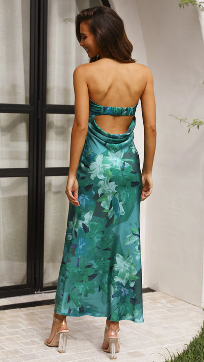 Miya Maxi Dress Green Print