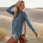 Boho Casual Long Sleeve Shirt with Pocket