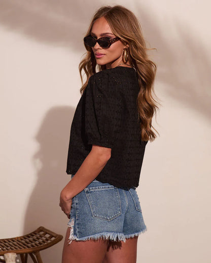 Ritual Moment Cotton Eyelet Puff Sleeve Top