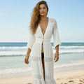 Black White Lace Maxi Beach Cover Up Dress