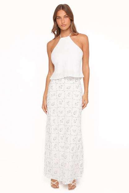 Steele Bias Maxi Skirt White Vintage Floral