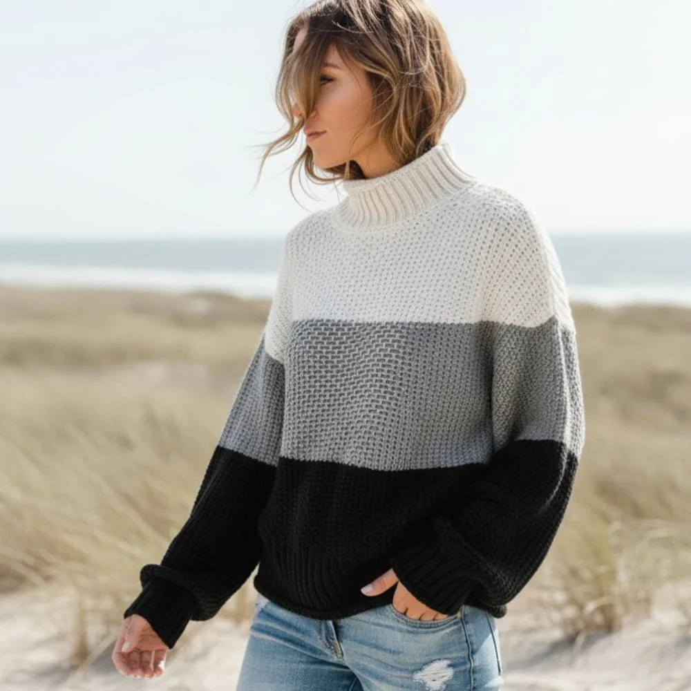 Oversized Striped Boho Knit Sweater