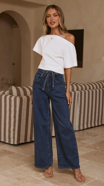 Nyra Wide Leg Jeans Dark Denim
