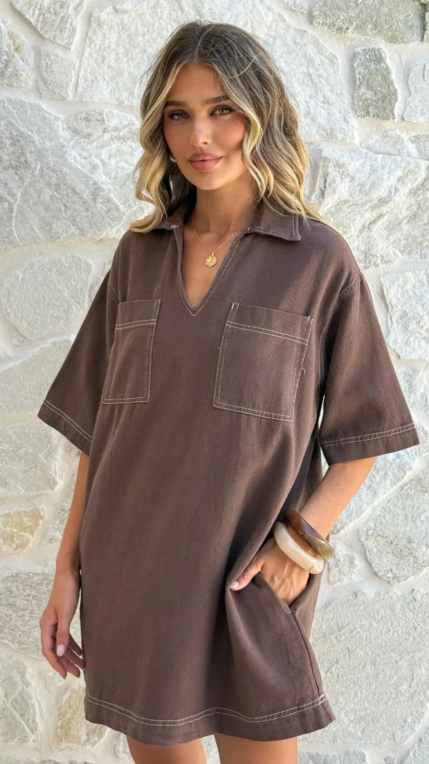 Ilia Denim Mini Dress Chocolate