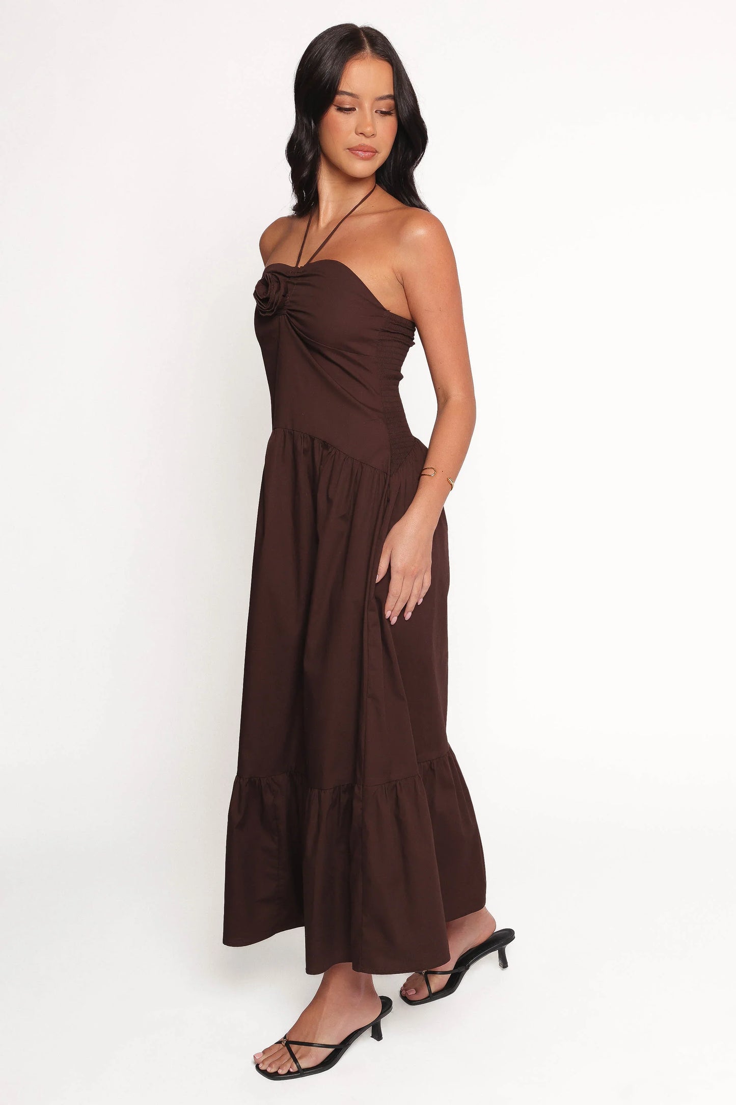 Soleila Halter Maxi Dress Chocolate