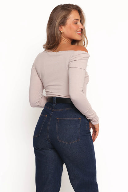 Liah Off Shoulder Knit Top Grey