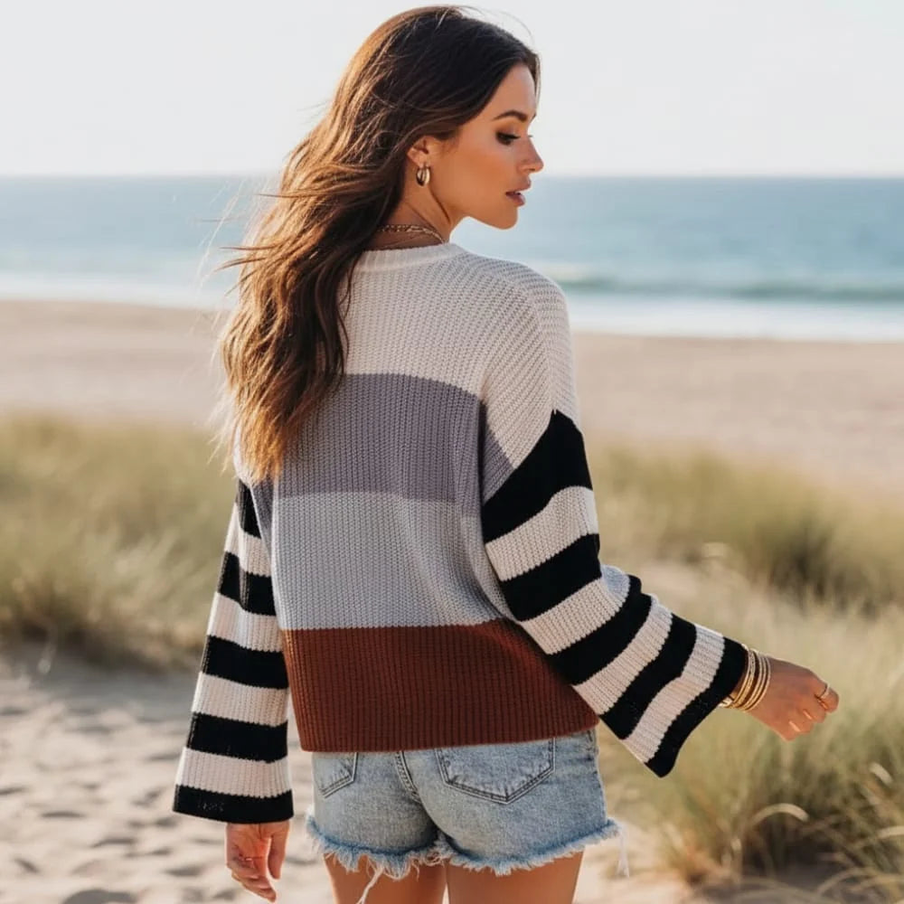 Boho Striped Casual Pullover Knit Sweater