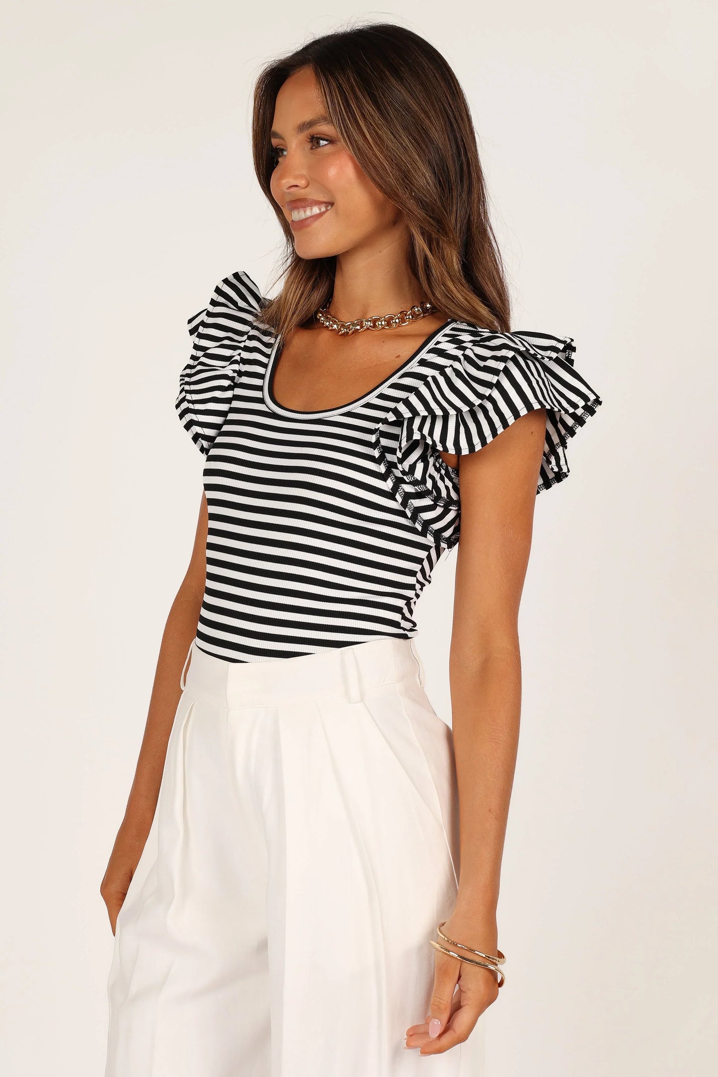 Martina Ribbed Top Black Stripe