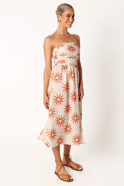 Ryder Strapless Midi Dress Soleil
