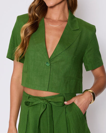 Modern Muse Cropped Short Sleeve Blazer