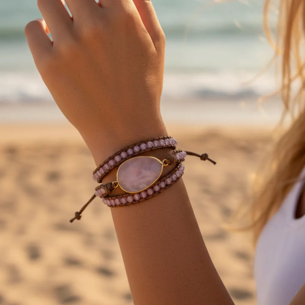 Boho Beaded Stone Wrap Bracelet