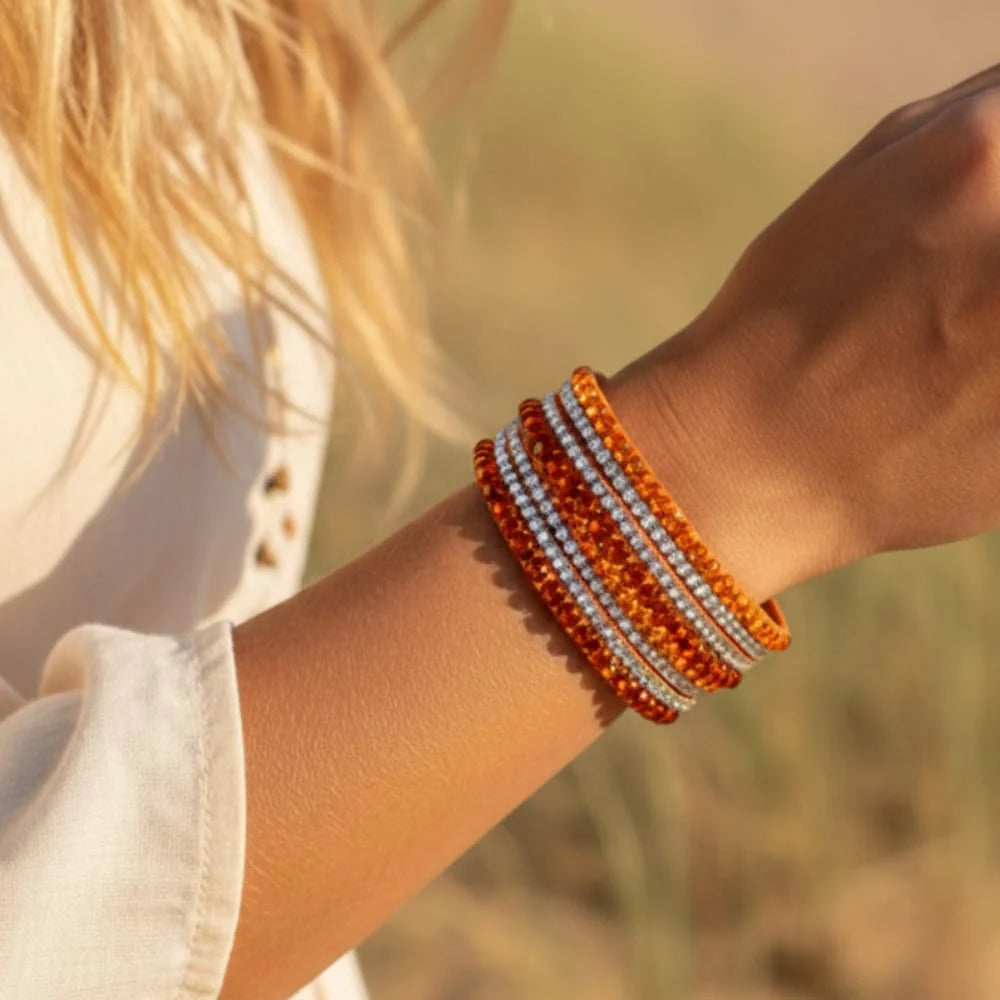Leather Rhinestone Bracelet