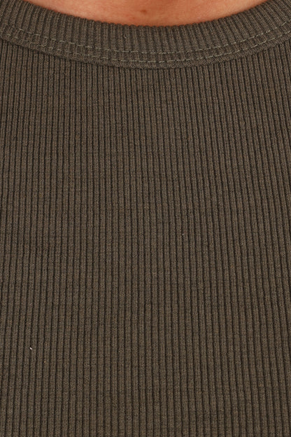 Ari Ribbed Tank Top Olive