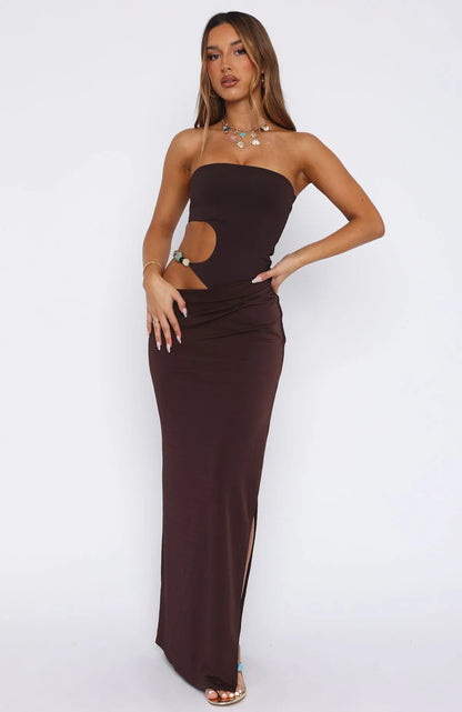 Shes A Goddess Maxi Dress Chocolate