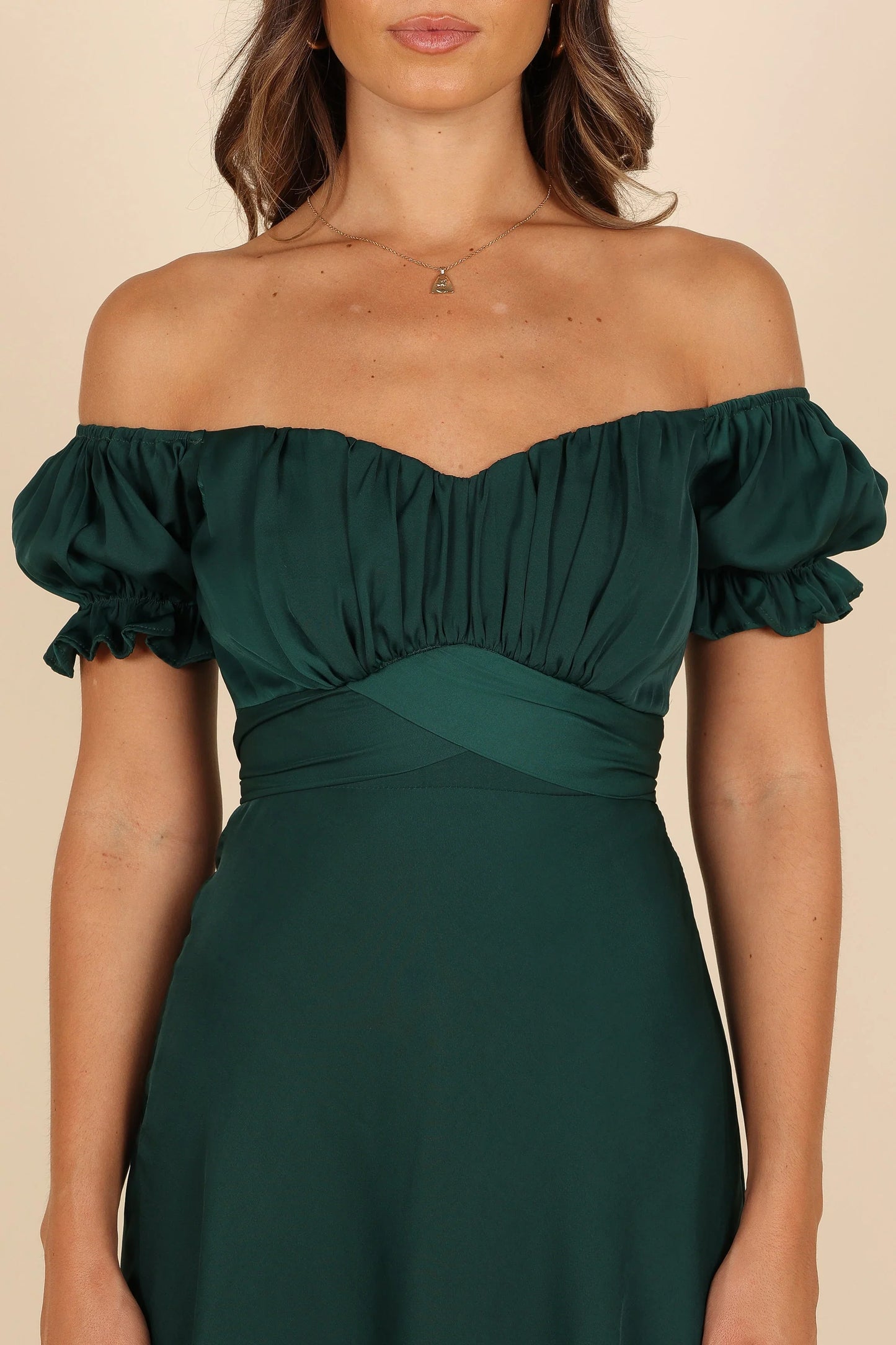 Mickenna Sweetheart Frill Midi Dress Emerald