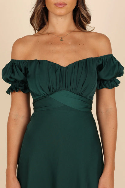 Mickenna Sweetheart Frill Midi Dress Emerald