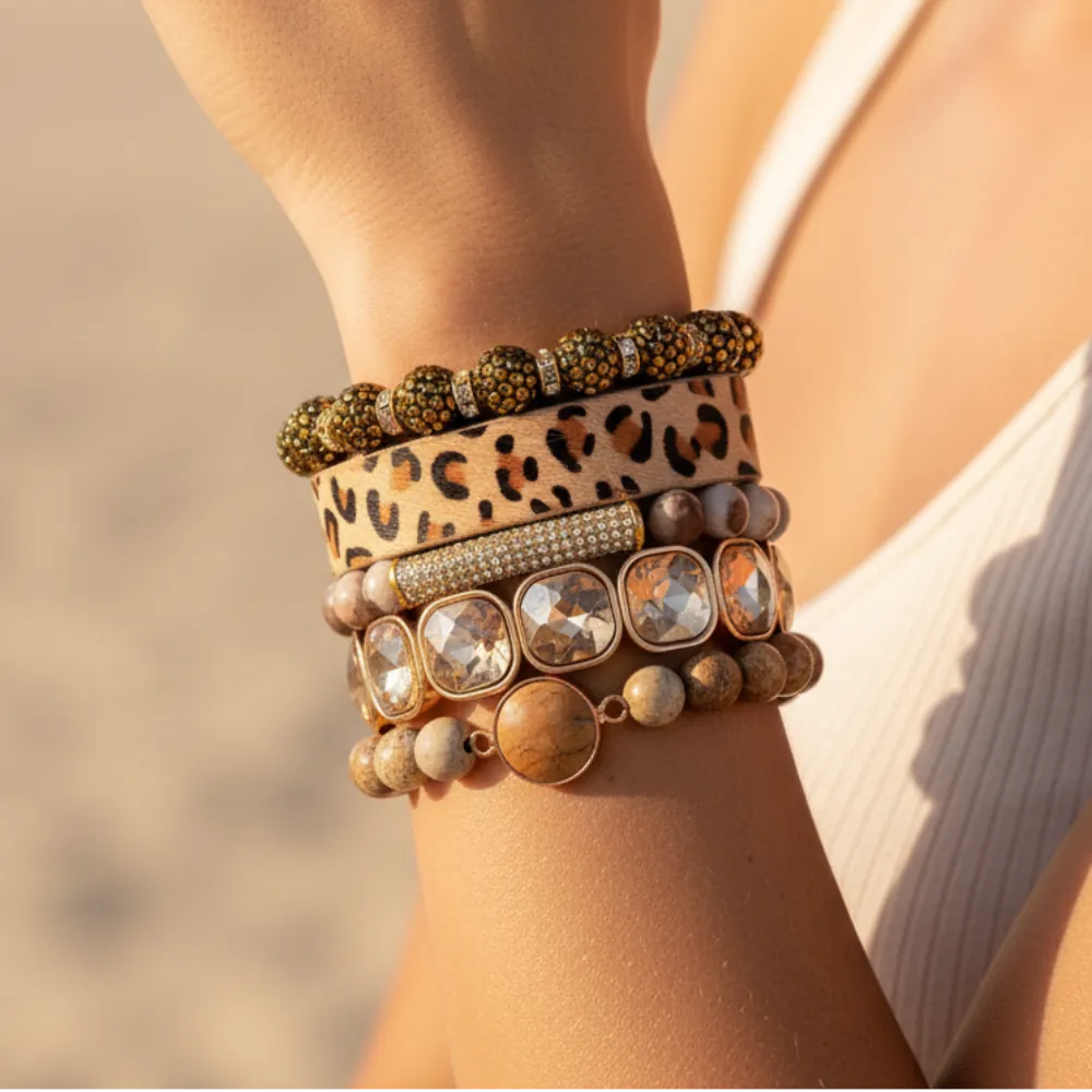 Leopard Print Multilayer Bracelet Set